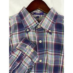 Alan Flusser Mens Custom Fit Plaid‎ Long Sleeve Button Down Shirt XL
